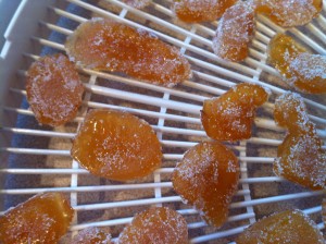Sugared ginger pieces